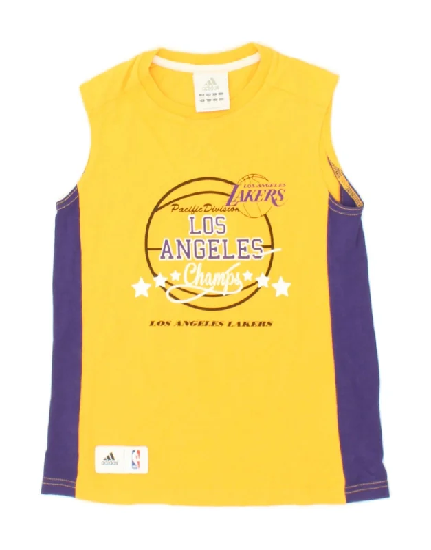 ADIDAS Boys Los Angeles Lakers Graphic Vest Top 7-8 Years Yellow