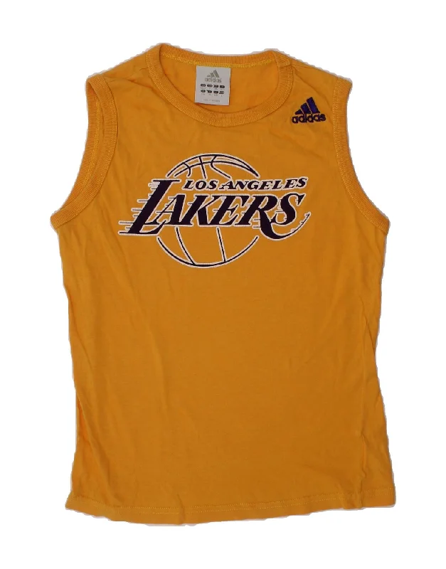 ADIDAS Boys Los Angeles Lakers Graphic Vest Top 9-10 Years Yellow Cotton