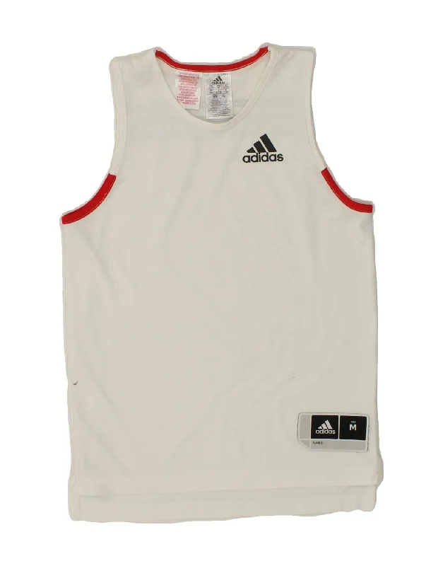 ADIDAS Boys Vest Top 11-12 Years  White Polyester