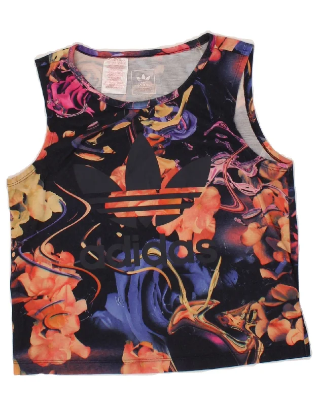 ADIDAS Girls Graphic Vest Top 13-14 Years Multicoloured Floral Polyester