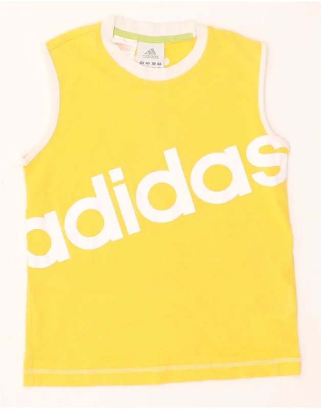 ADIDAS Girls Graphic Vest Top 9-10 Years Yellow