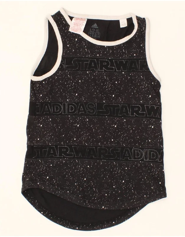 ADIDAS Girls Star Wars Graphic Vest Top 7-8 Years Large  Black Flecked