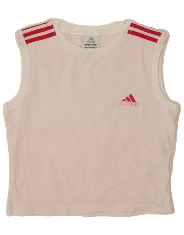 ADIDAS Girls Vest Top 8-9 Years Large  Pink Cotton