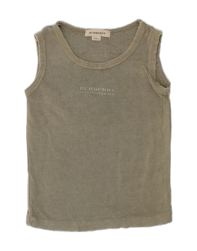 BURBERRY Baby Boys Vest Top 18-24 Months Grey Cotton