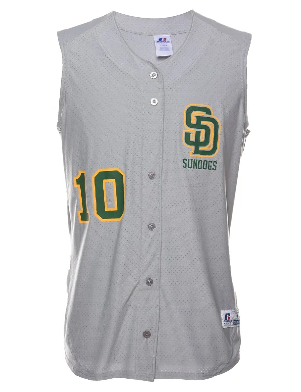 Button Front Grey & Yellow #10 Sports Vest - L