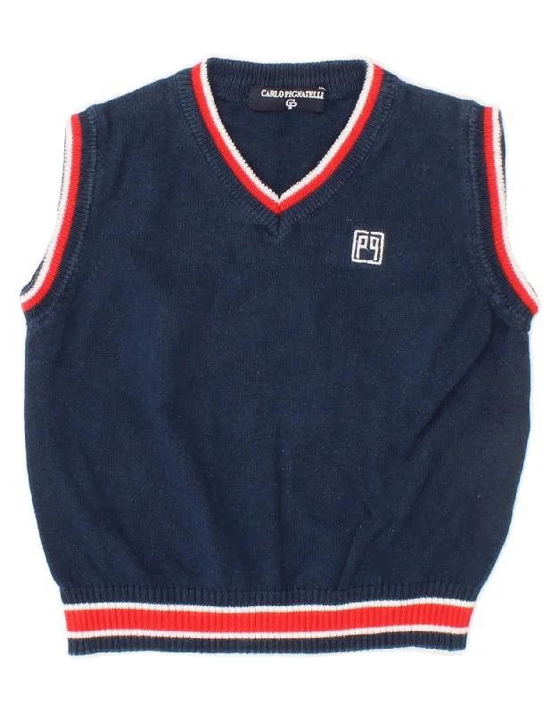 CARLO PIGNATELLI Baby Boys Vest Tank Top 3-6 Months Navy Blue Colourblock