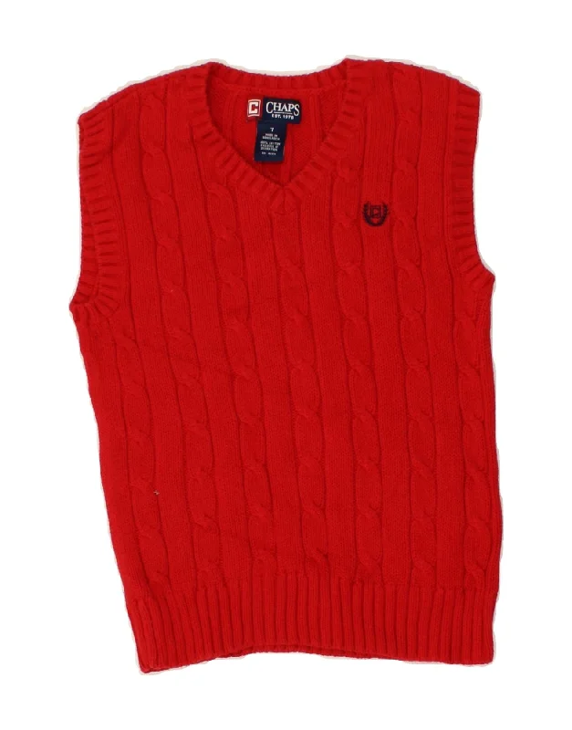 CHAPS Boys Vest Tank Top 6-7 Years Red Cotton