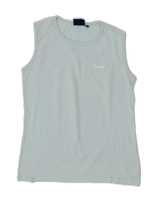 DIADORA Girls Vest Top 12-13 Years Blue Cotton