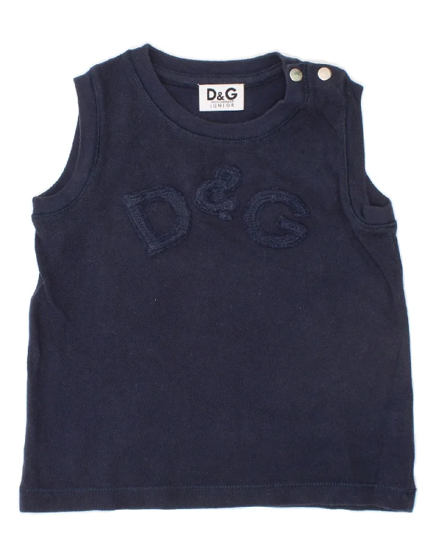 DOLCE & GABBANA Baby Boys Graphic Vest Top 12-18 Months Navy Blue