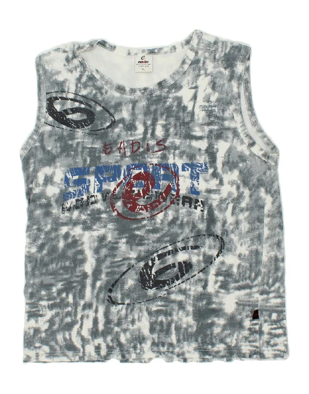 EADES Boys Graphic Vest Top 15-16 Years XL Grey Tie Dye