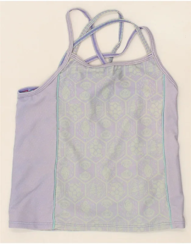 FAT FACE Girls Vest Top 10-11 Years Purple Animal Print Nylon