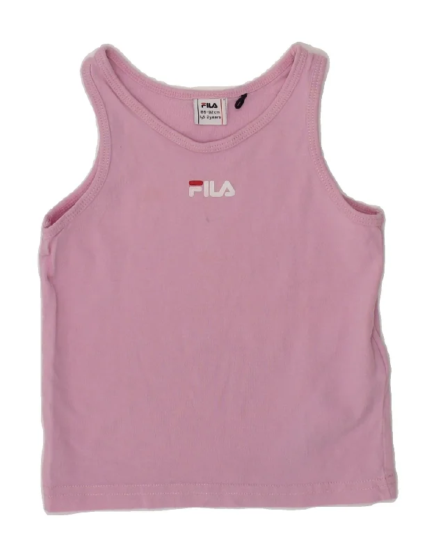 FILA Baby Girls Graphic Vest Top 18-24 Months Pink Cotton