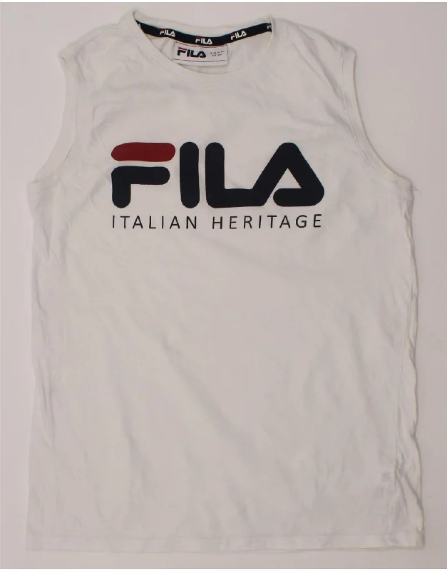 FILA Boys Graphic Vest Top 13-14 Years White Cotton