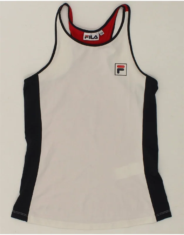 FILA Girls Vest Top 11-12 Years White Colourblock