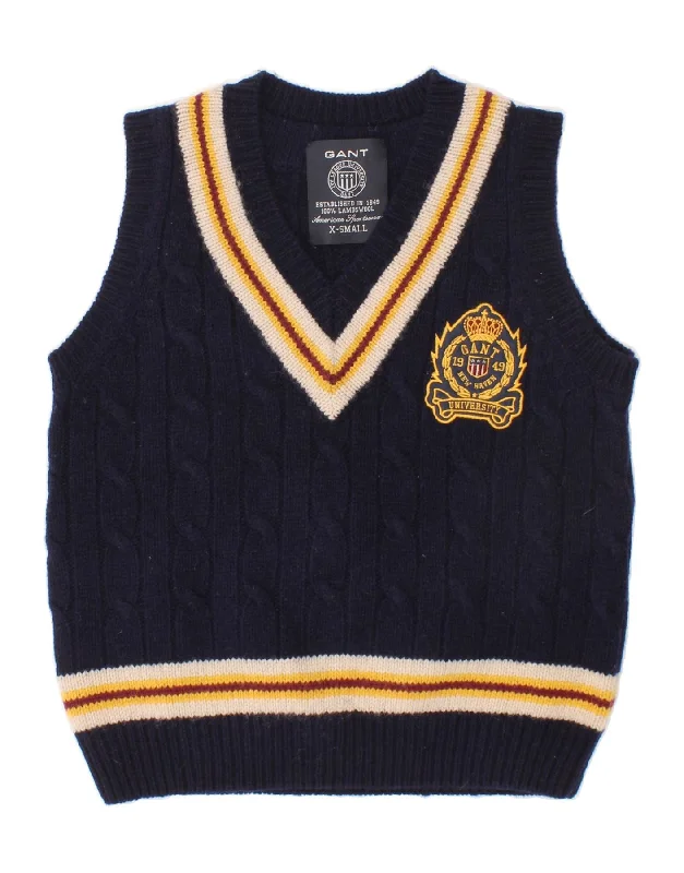 GANT Boys Graphic Vest Tank Top 6-7 Years XS Navy Blue Lambswool