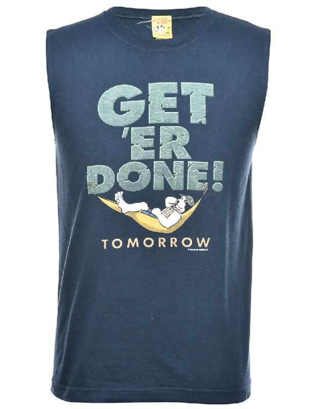 Get 'Er Done Navy Printed Vest - M