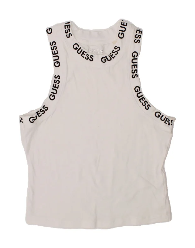 GUESS Girls Graphic Vest Top 7-8 Years Small White