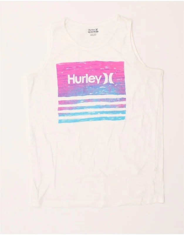 HURLEY Boys Graphic Vest Top 13-14 Years XL White