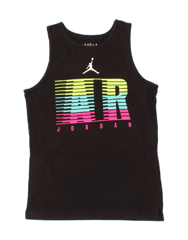 JORDAN Boys Graphic Vest Top 12-13 Years Large Black