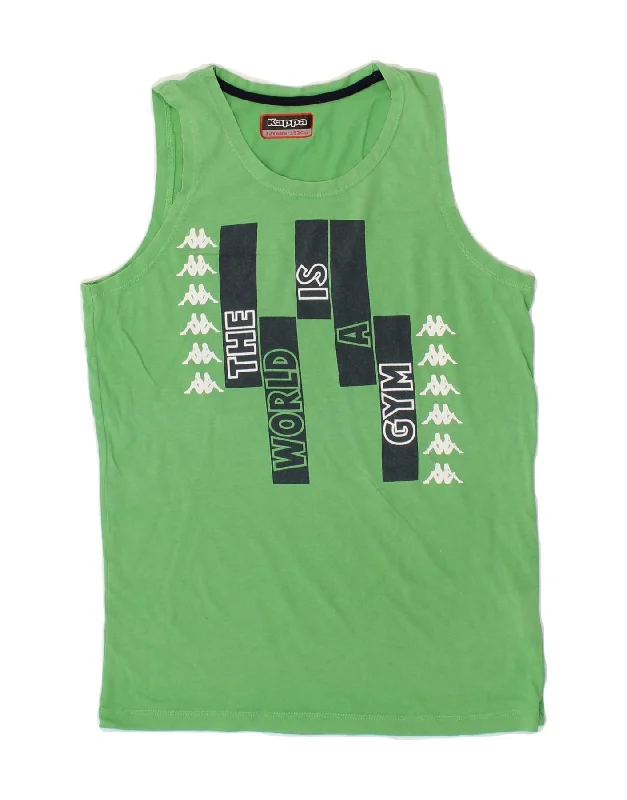 KAPPA Boys Graphic Vest Top 11-12 Years Green Cotton