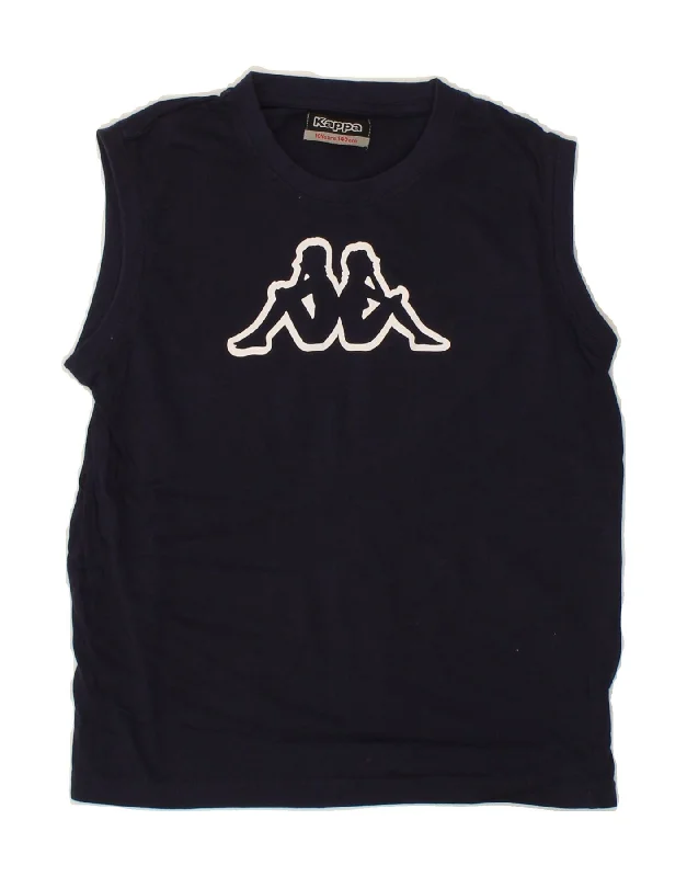 KAPPA Boys Graphic Vest Top 9-10 Years Navy Blue Cotton