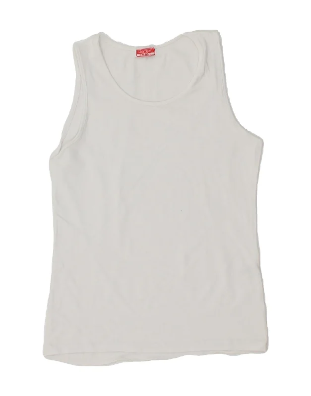 KAPPA Boys Vest Top 7-8 Years Small White Cotton