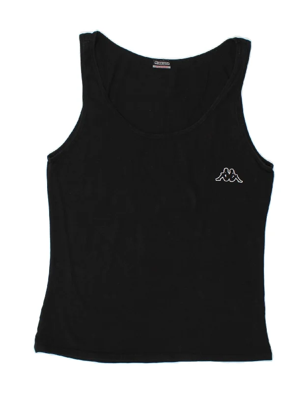 KAPPA Girls Vest Top 13-14 Years XL Black Cotton