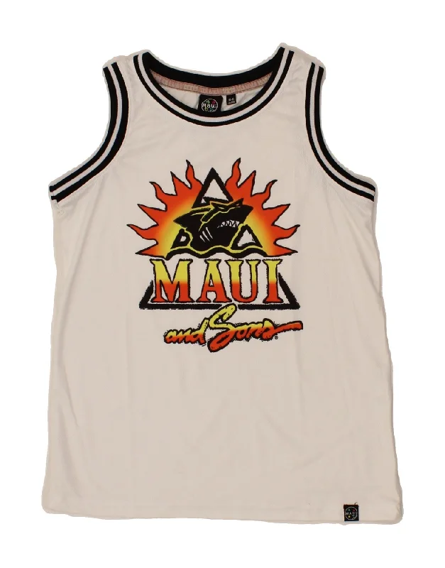 MAUI AND SONS Boys Graphic Vest Top 10-11 Years White Polyester