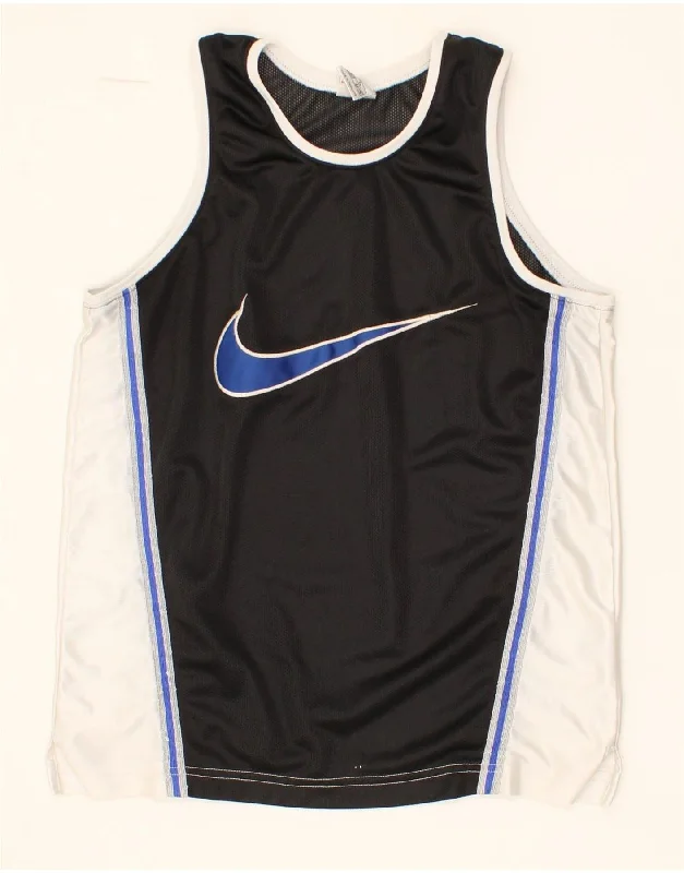 NIKE Boys Graphic Vest Top 13-14 Years XL Black Colourblock Polyester