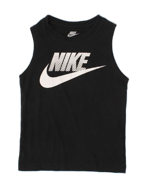 NIKE Boys Graphic Vest Top 4-5 Years Small Black Cotton