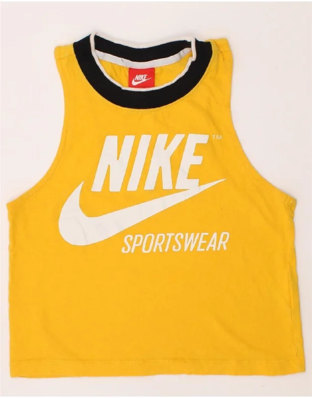 NIKE Boys Graphic Vest Top 7-8 Years XS Yellow Cotton