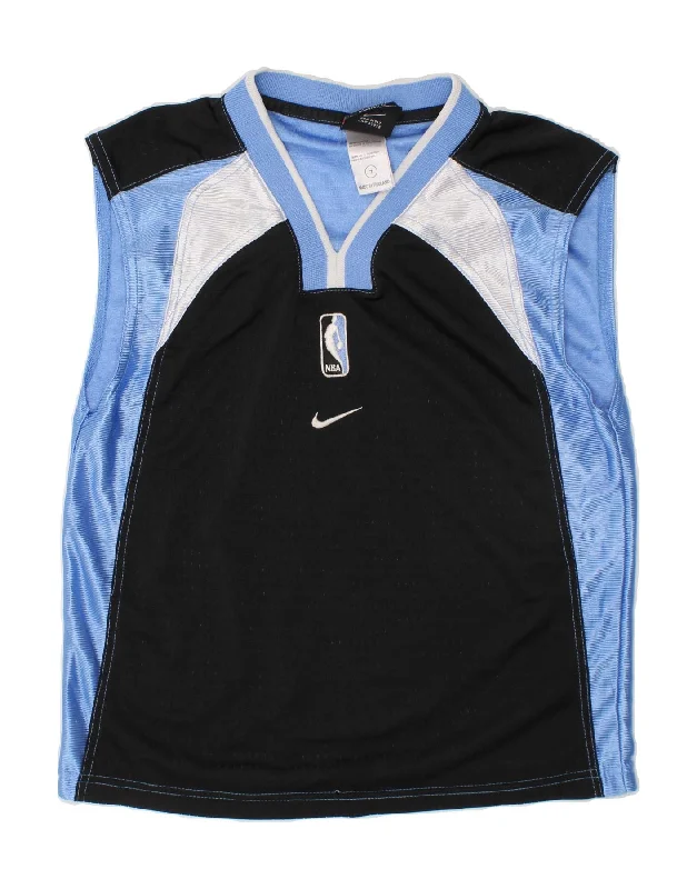 NIKE Boys NBA Vest Top 6-7 Years Black Colourblock Polyester