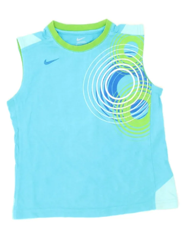 NIKE Boys Vest Top 5-6 Years Medium  Blue Geometric Cotton