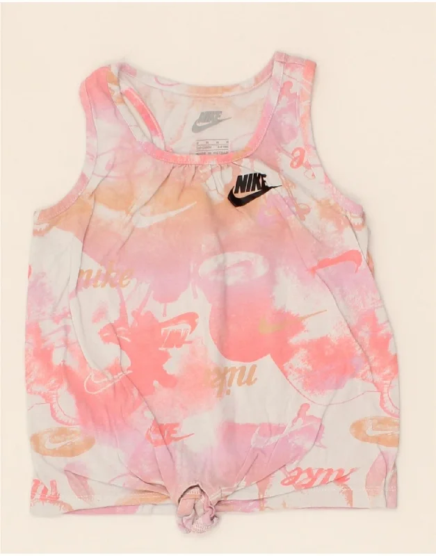 NIKE Girls Graphic Vest Top 5-6 Years Medium Pink Tie Dye Cotton