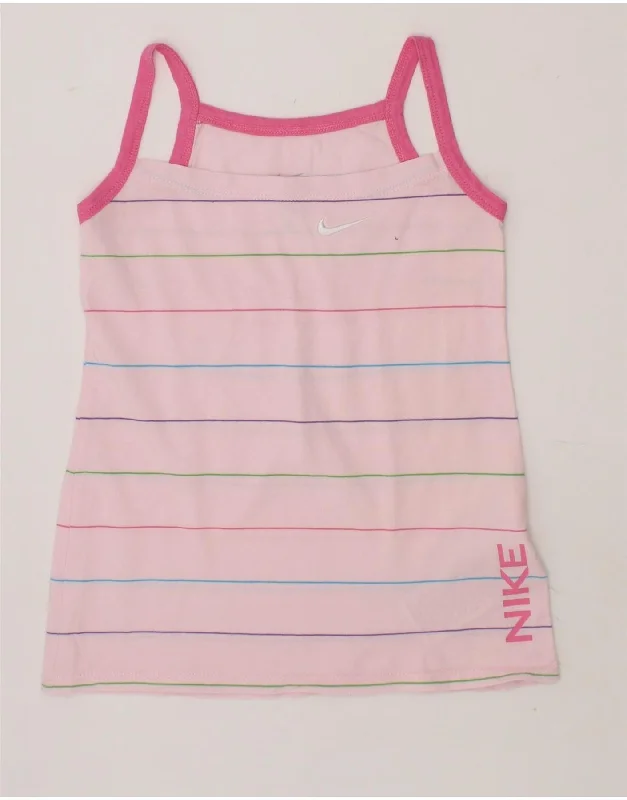 NIKE Girls Vest Top 4-5 Years Small Pink Striped