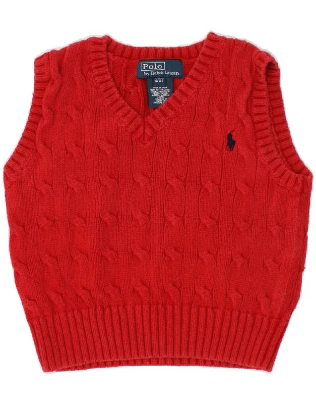 POLO RALPH LAUREN Baby Boys Vest Tank Top 18-24 Months Red Cotton