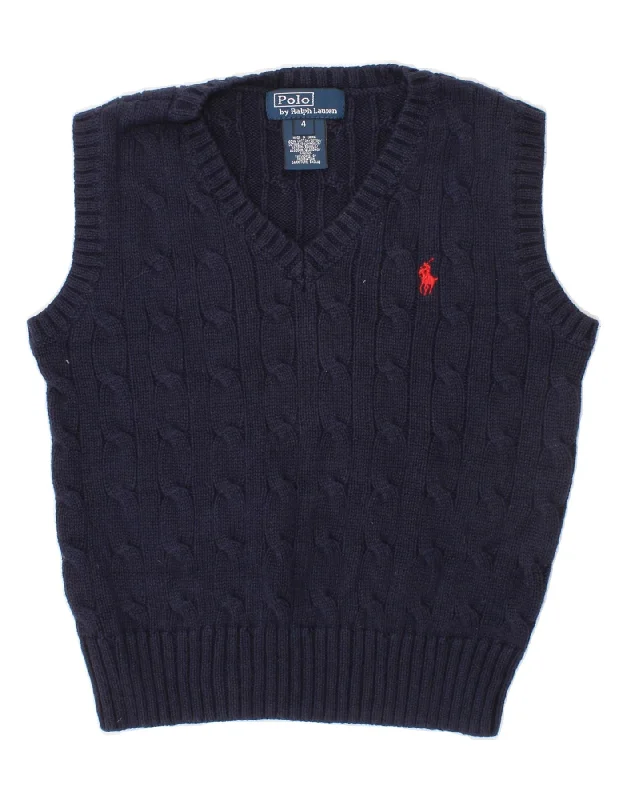 POLO RALPH LAUREN Boys Vest Tank Top 3-4 Years Navy Blue Cotton