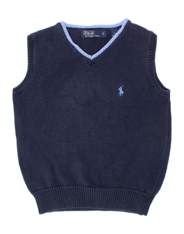 POLO RALPH LAUREN Boys Vest Tank Top 4-5 Years Navy Blue Cotton