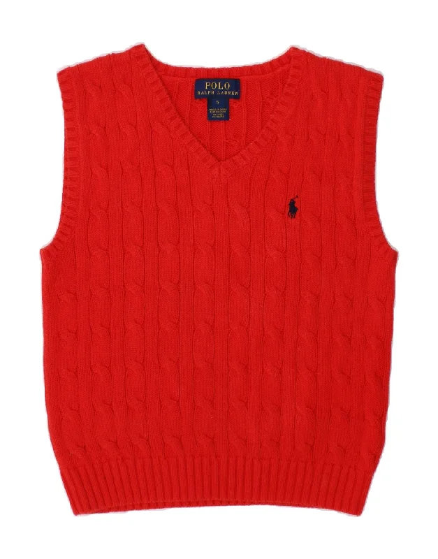 POLO RALPH LAUREN Boys Vest Tank Top 4-5 Years Red Cotton