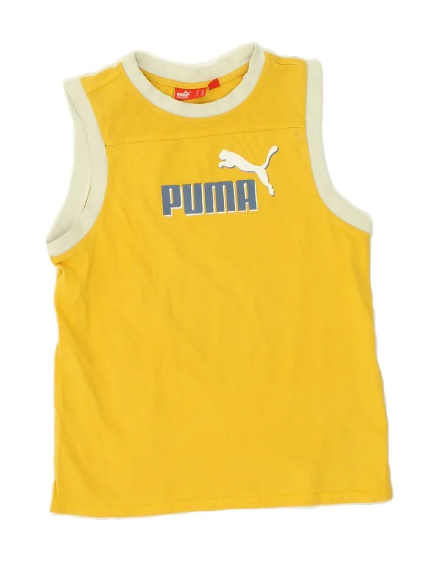 PUMA Boys Graphic Vest Top 11-12 Years Large Yellow