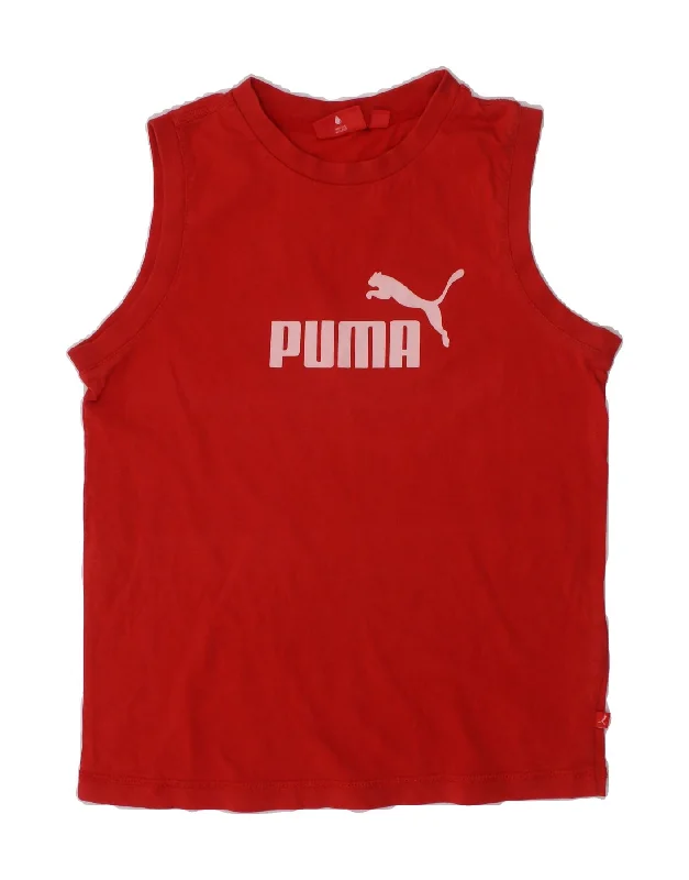 PUMA Boys Graphic Vest Top 11-12 Years Red Cotton