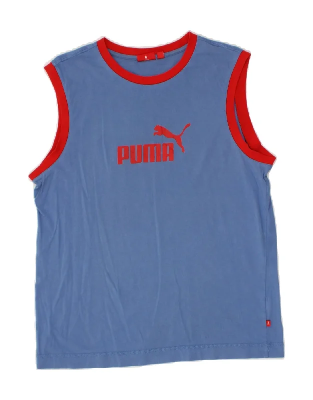 PUMA Boys Graphic Vest Top 12-13 Years Large Blue Cotton