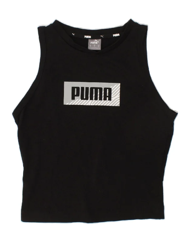 PUMA Boys Graphic Vest Top 8-9 Years Black Cotton