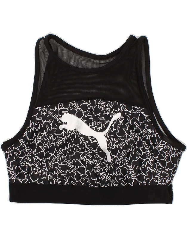 PUMA Girls Graphic Vest Top 11-12 Years  Black Polyester