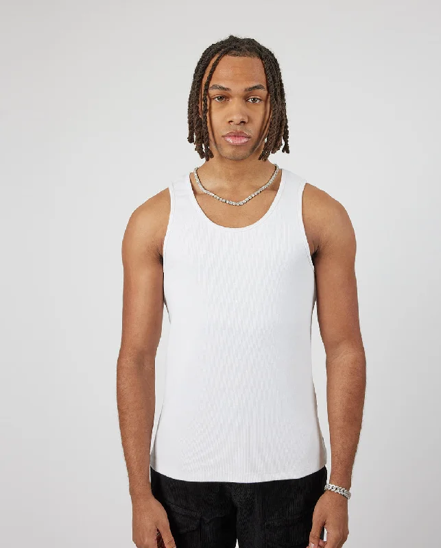 Slim Ribbed Vest - White