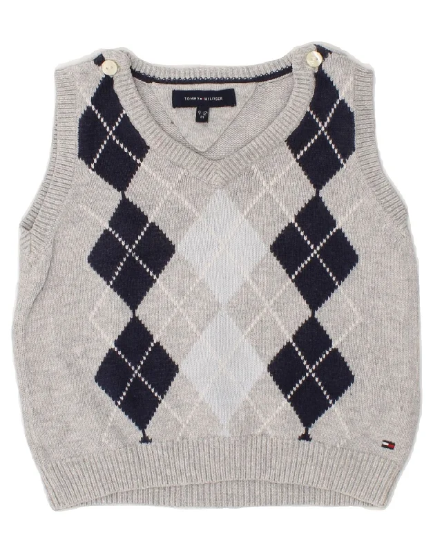 TOMMY HILFIGER Baby Boys Vest Tank Top 9-12 Months Medium Grey