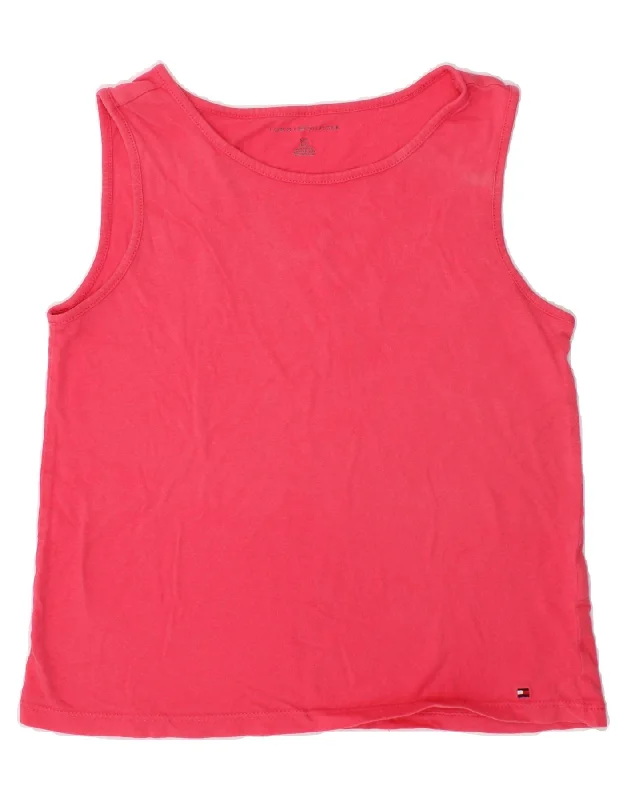 TOMMY HILFIGER Girls Vest Top 6-7 Years Small Pink