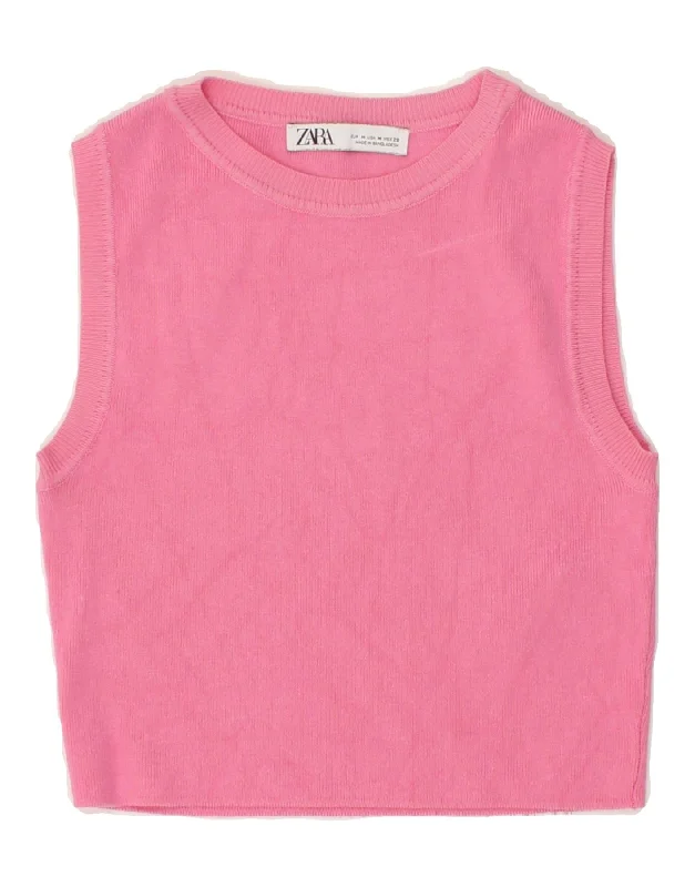 ZARA Girls Vest Tank Top 5-6 Years Medium Pink Viscose