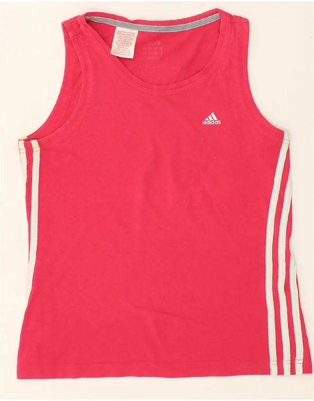 ADIDAS Girls Vest Top 8-9 Years Pink Cotton