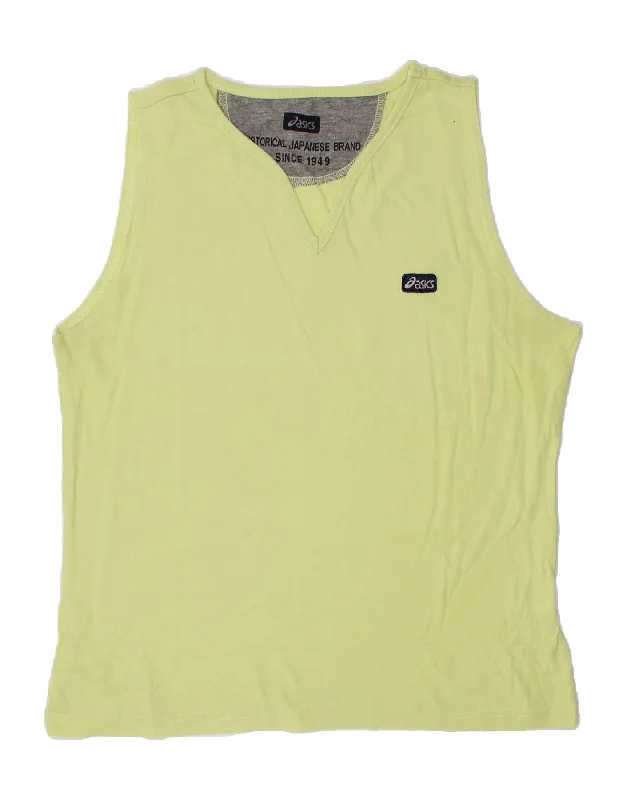 ASICS Girls Vest Top 12-13 Years Green Cotton